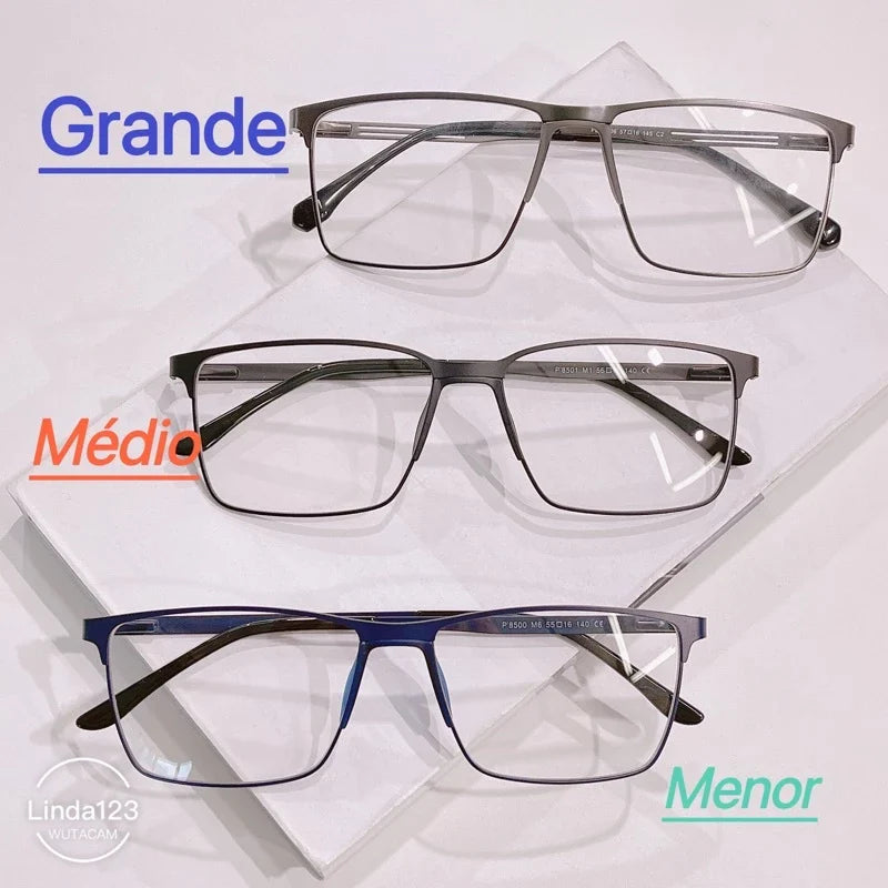 Armação De Óculos Masculino Quadrado Titânio com metal bem leve/8397