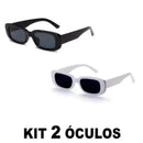 Kit 2 Óculos De Sol Preto Retangular + Gatinho Retrô Vintage Feminino Masculino