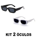 Kit 2 Óculos De Sol Preto Retangular + Gatinho Retrô Vintage Feminino Masculino