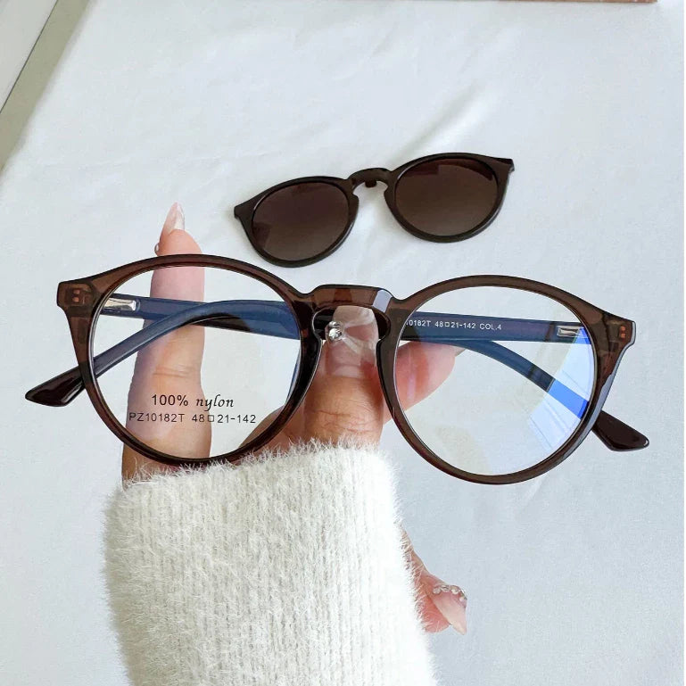 MELINDA MODA Oculos De Grau Feminino Lipon 2em e 1 armação+sol Redondo PZ10182T