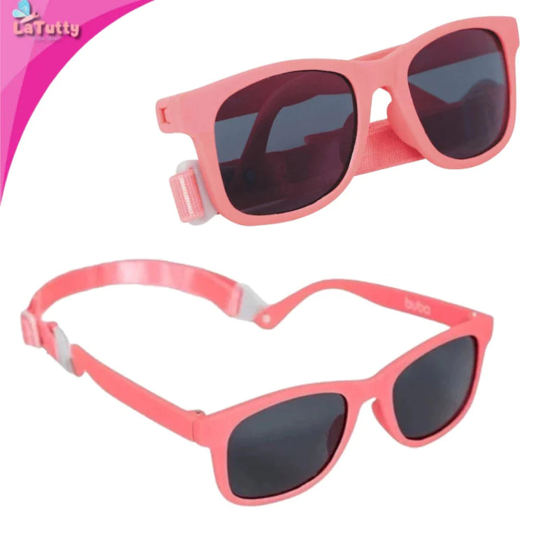 Óculos de Sol Infantil Buba Com Alça Ajustável Estojo Original Proteção UVA/UVB - Rosa