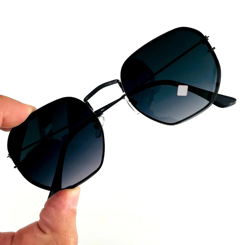 Óculos de Sol Masculino Hexagonal Degrade Haste Metal