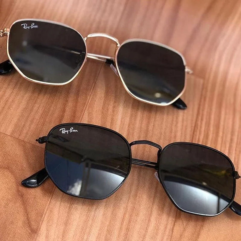 Óculos de Sol RBn Hexagonal Lente Preta com Proteção Uv400