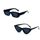 Kit 2 Óculos De Sol Preto Retangular + Gatinho Retrô Vintage Feminino Masculino