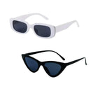 Kit 2 Óculos De Sol Preto Retangular + Gatinho Retrô Vintage Feminino Masculino