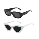 Kit 2 Óculos De Sol Preto Retangular + Gatinho Retrô Vintage Feminino Masculino